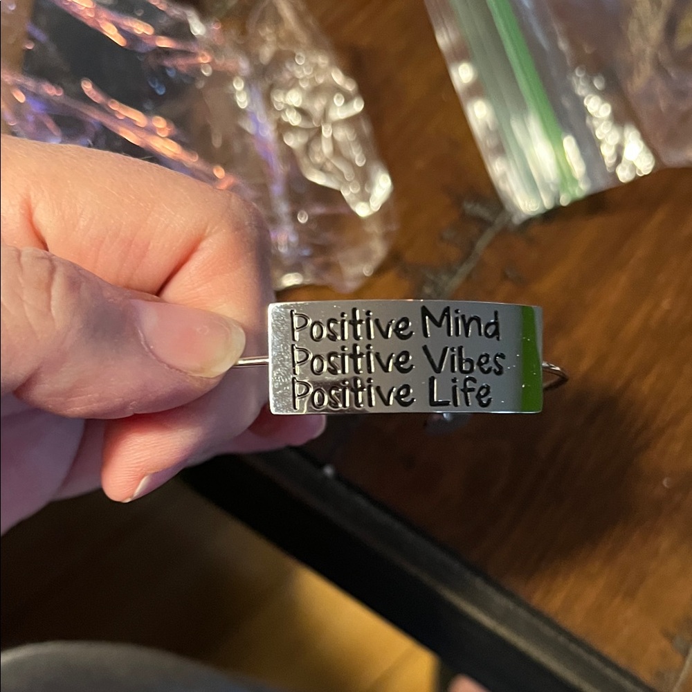 Silver Positive Mind Positive Vibes Positive Life Bracelet 1392